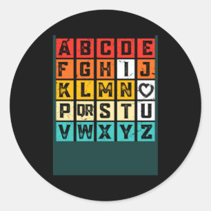 Alphabetic Abcd Love You Valentines Day Red Heart Classic Round Sticker