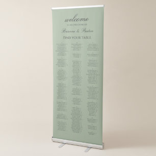 Alphabetical 150 Guest Seating Chart Eucalyptus Retractable Banner