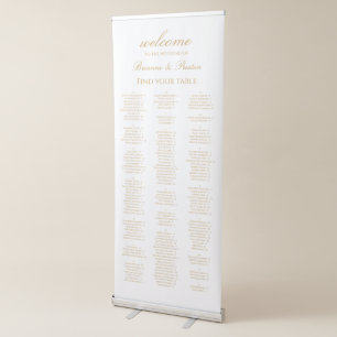 Alphabetical 150 Guest Seating Chart Gold Retractable Banner