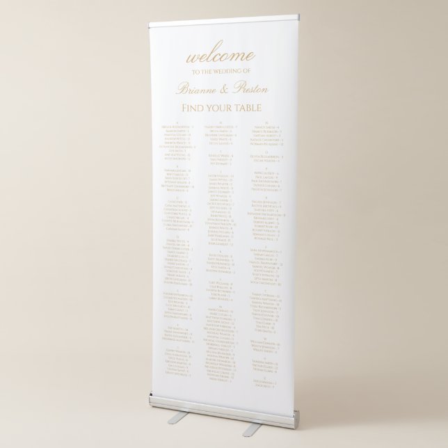 Alphabetical 150 Guest Seating Chart Gold  Retractable Banner (3/4)