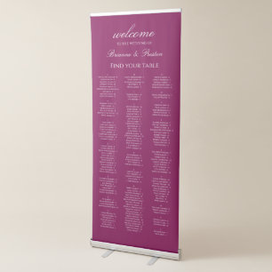 Alphabetical 150 Guest Seating Chart Magenta Pink Retractable Banner