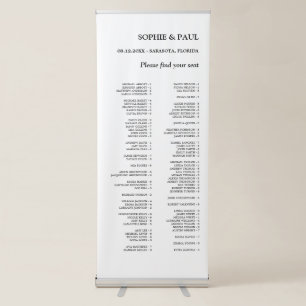 Alphabetical 80 Guest Classic Seating Chart Retractable Banner