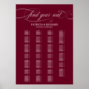Alphabetical Burgundy Marsala Seating Chart