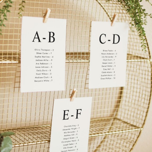 Alphabetical Cream Wedding Seating Chart Card (Creator Uploaded)