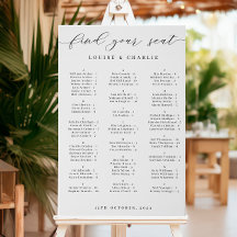 Alphabetical Elegant Wedding Seating Chart