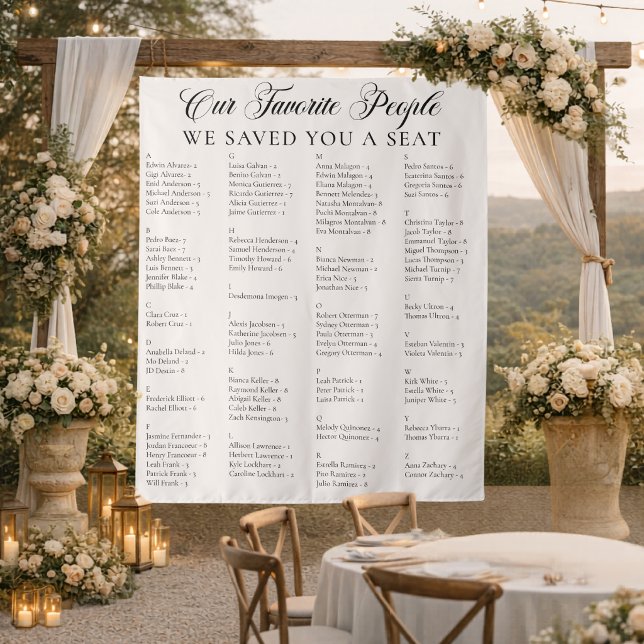Alphabetical Fabric Wedding Seating Chart Banner Tapestry (Creator Uploaded)