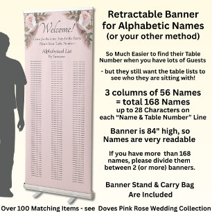 Alphabetical Guest Seating Table Chart, Retractable Banner