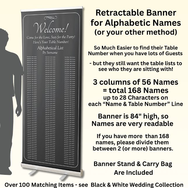 Alphabetical Guest Seating Table Chart, Retractable Banner (Creator Uploaded)