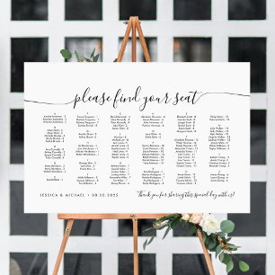 Alphabetical Modern Find Your Seat Seating Chart