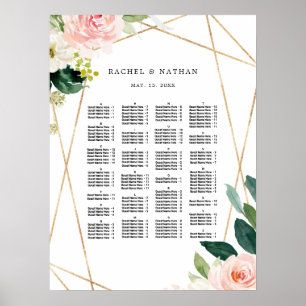 ALPHABETICAL Order Floral Wedding Seating Chart