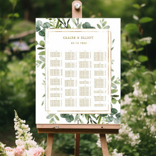 ALPHABETICAL ORDER Gold Greenery Wedding Seating Poster