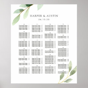 ALPHABETICAL ORDER Green Wedding Seating Chart