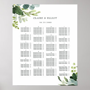 ALPHABETICAL ORDER Greenery Wedding Seating Chart