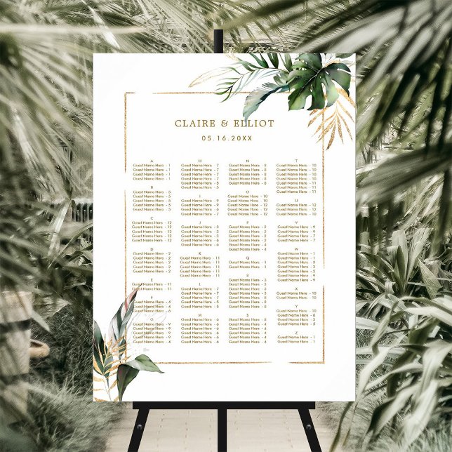 ALPHABETICAL ORDER Tropical Wedding Seating Chart (Creator Uploaded)