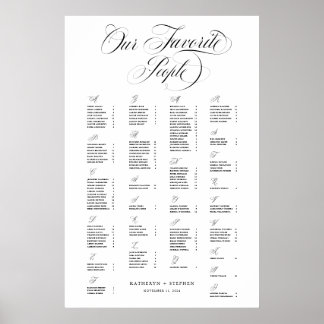 Alphabetical Our Favourite People Elegant Wedding Poster