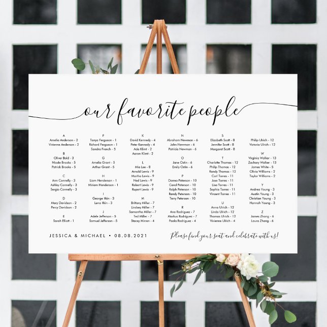 Alphabetical Our Favourite People Seating Chart (Creator Uploaded)