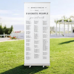 Alphabetical Our Favourite People Seating Chart Retractable Banner