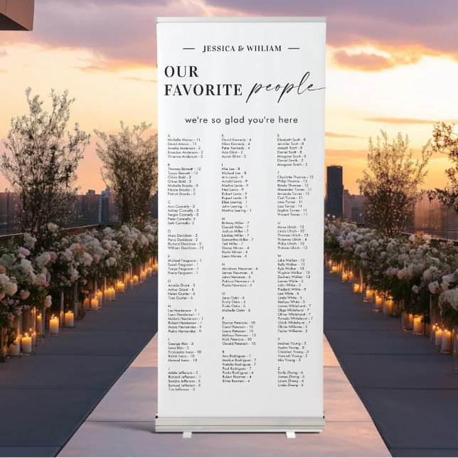Alphabetical Our Favourite People Seating Chart  Retractable Banner (Creator Uploaded)