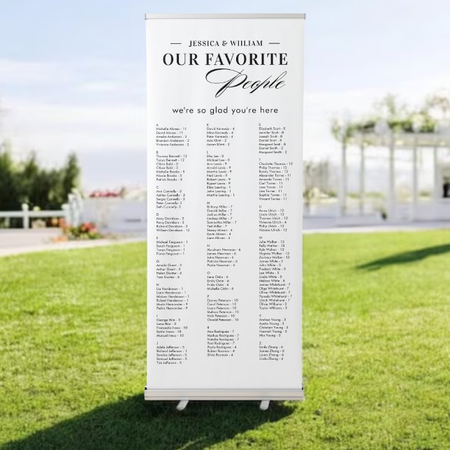 Alphabetical Our Favourite People Seating Chart  Retractable Banner (Creator Uploaded)