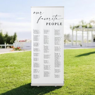 Alphabetical Our Favourite People Seating Chart Retractable Banner