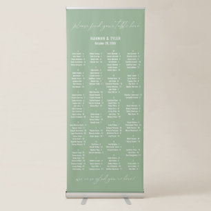 Alphabetical Seating Chart 128 Names Sage Green Retractable Banner