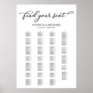 Alphabetical Seating Chart Chic Black Script
