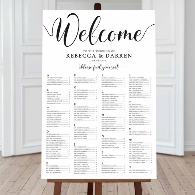 Alphabetical Seating Chart Wedding Table Plan (Creator Uploaded)
