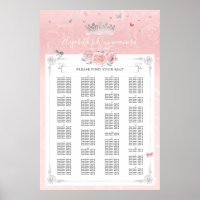 Alphabetical Silver Light Pink Rose Seating Charts