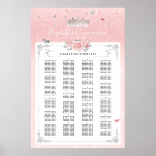 Alphabetical Silver Light Pink Rose Seating Charts