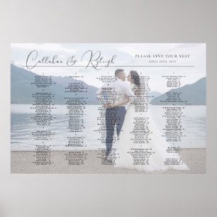 Alphabetical wedding photo seating chart, elegant poster