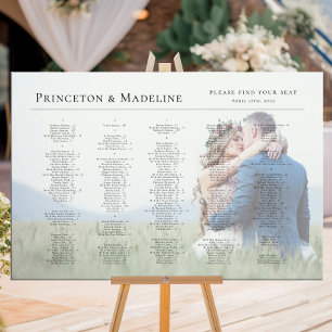 Alphabetical wedding photo seating chart, modern poster