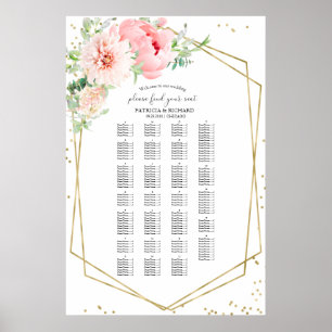 Alphabetical Wedding Seating Chart Blush Floral