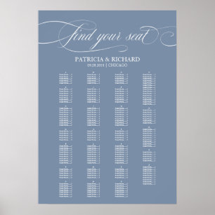 Alphabetical Wedding Seating Chart Dusty Blue
