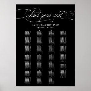Alphabetical Wedding Seating Chart Elegant Black