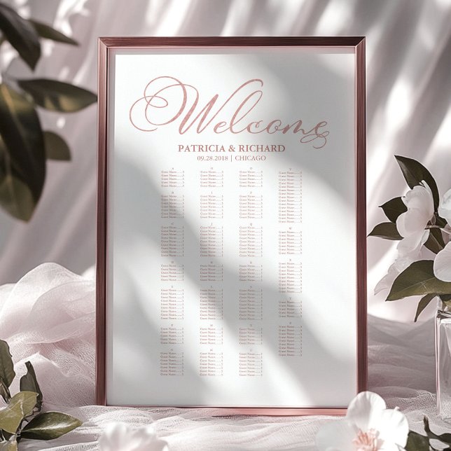 Alphabetical Wedding Seating Chart Elegant Script (Creator Uploaded)