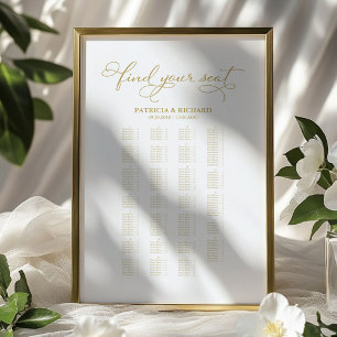 Alphabetical Wedding Seating Chart Gold Foil