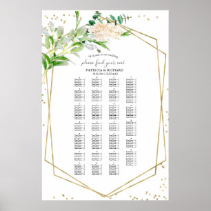 Alphabetical Wedding Seating Chart Greenery