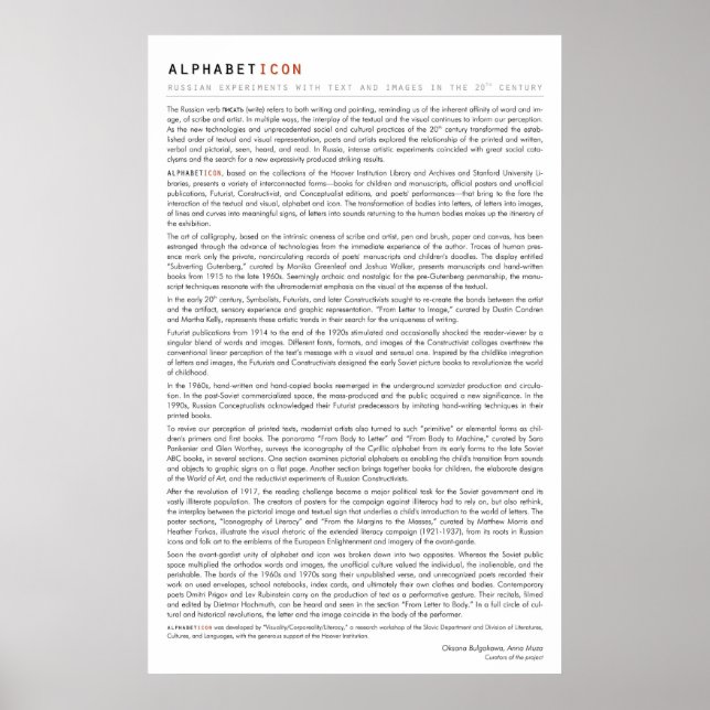 ALPHABETICON. Russian Experiments... (Intro text) Poster (Front)