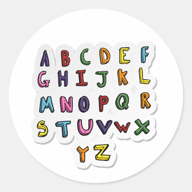 Alphabets  classic round sticker (Front)