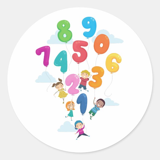 Alphabets & Numbers Classic Round Sticker (Front)
