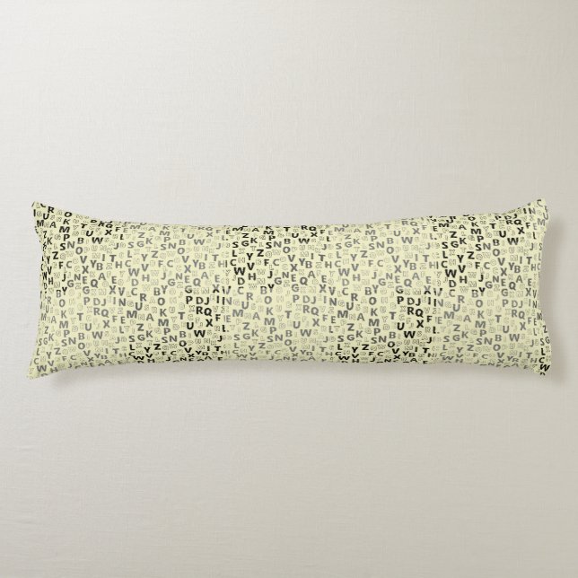 Alphabets Pattern 01 BW.w LYellow BG Body Cushion (Front)