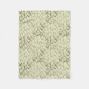 Alphabets Pattern 01 BW.w LYellow BG Fleece Blanket