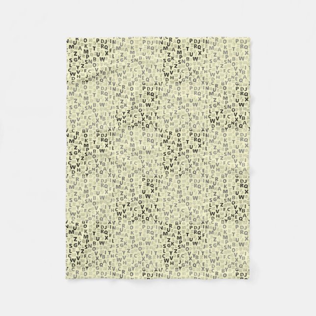Alphabets Pattern 01 BW.w LYellow BG Fleece Blanket (Front)