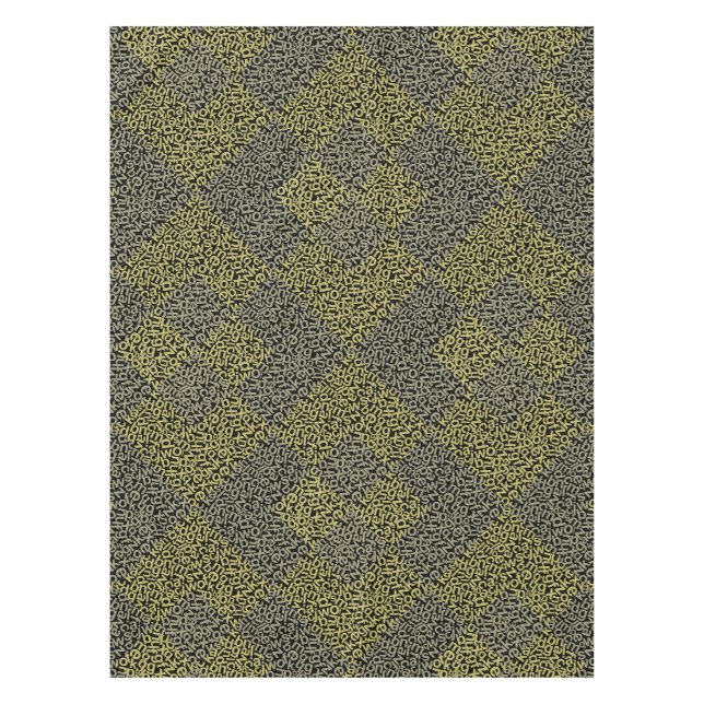 Alphabets Pattern 02 YW 2Tonesx4.bw Black BG Tablecloth (Front)