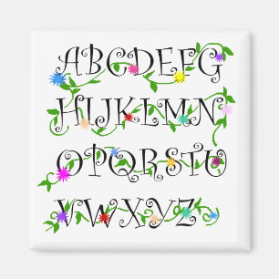 Alphabets with flowers magnet