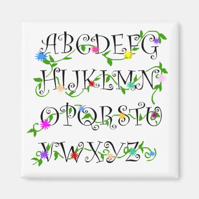 Alphabets with flowers magnet (Front)