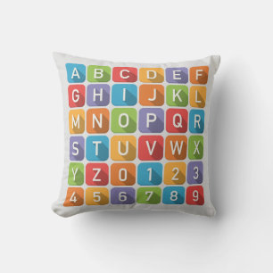 Alphanumeric Blocks Kids Throw Pillow