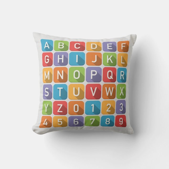 Alphanumeric Blocks Kids Throw Pillow (Front)