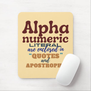 Alphanumeric Literal in Cobol Programming Mouse Mat