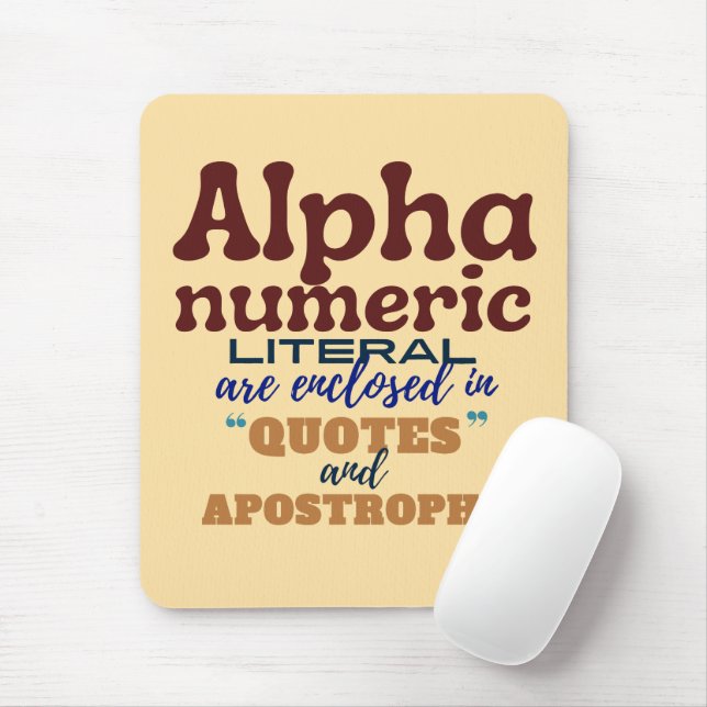 Alphanumeric Literal in Cobol Programming Mouse Mat (With Mouse)